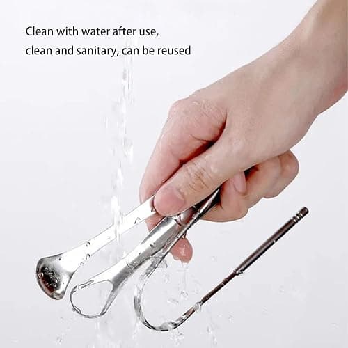 Yiwafu 2 Pack Tongue Scraper,Stainless Steel Tongue Cleaners,Tongue Scraper for Adults, Reduce Bad Breath and Fresh Breath(Silver) thumbnail 5