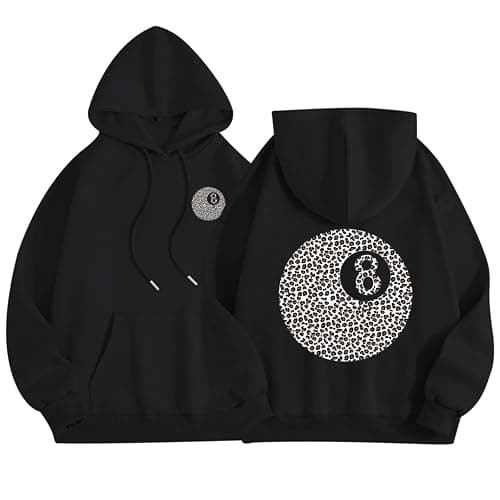 Weripoah 8 Ball Graphic Hoodie Leopard Print Sweatshirts Oversized Hoodies for Women Y2k Vintage Sweatshirt Trendy Pullover - Image 1
