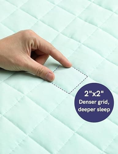 YnM 15lbs Weighted Blanket for Adults, Heavy Bed Throw Blanket with Cooling Glass Beads for All Season Use, Ideal for ~110lbs (48x72 Inches, Twin/Full, Mint Green) thumbnail 8