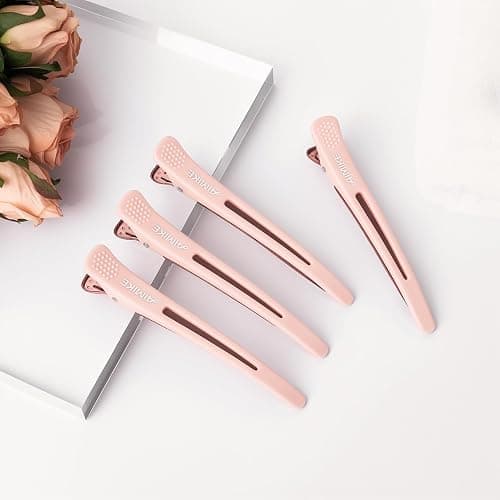 AIMIKE 4pcs Hair Clips for Styling Sectioning, No Crease Duck Billed Hair Clips with Silicone Band, Hair Styling Clips, Salon and Home Hair Cutting Clips for Hairdresser thumbnail 6