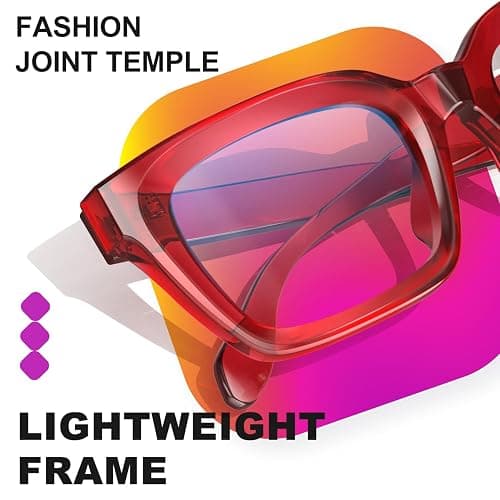 VISOONE Chunky Square Blue Light Blocking Glasses with Anti Computer Glare for Working Women Men MONTANA thumbnail 5