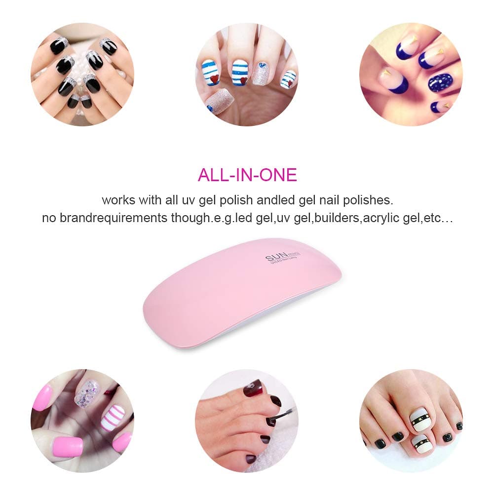 Secador de Lámpara UV de 2 Colores, Mini Luces LED para Uñas, Portátil 6W Lámpara LED UV de Curado en Gel, Manicura y Esmalte de Uñas(#2) thumbnail 2