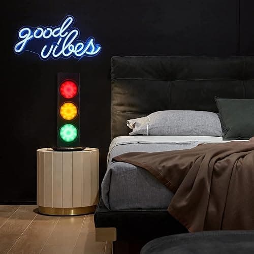 PANLAVIE Traffic Light Wall Lamp Remote Control Retro Kids Bedroom Stop Light, Plug in Industrial LED Wall Sconce, 18.5’’ Vintage Fun Signal Lights for Home Office Bar Garage Car Room Decor Christmas thumbnail 5