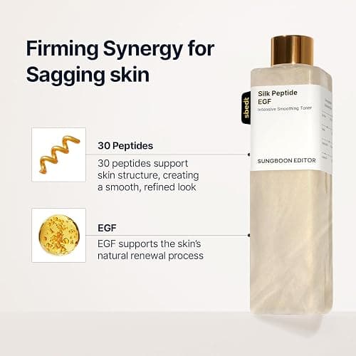 SUNGBOON EDITOR Ultimate Full Face firm-looking Silk Peptides EGF SetㅣDeep Collagen Silk Peptide Intensive Ampoule & Silk Peptides EGF Toner & Cream & Eye Cream & Intensive Gold Overnight MaskㅣKorean thumbnail 5