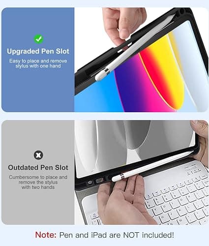 Hamile for iPad 11th 10th Generation Case with Keyboard - 7 Colors Backlit Wireless Detachable Folio Keyboard Cover with Pencil Holder for iPad 11-inch A16 2025 10th Gen 10.9 Inch 2022 (Black) thumbnail 6