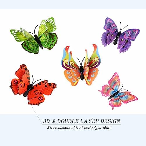 OPSEAM Butterfly Wall Decor 24/48 PCS, 3D Butterflies Stickers for Party Decorations with Magnets(Colorful, 24) thumbnail 4