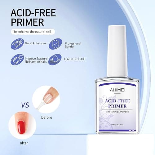 AIJIMEI Professional Natural Nail Polish Dehydration and Acid Free Primer for Acrylic Acid and Gel Nail Polish, Quick Drying Advanced Adhesive Set（18ml/0.63fl.oz) thumbnail 5