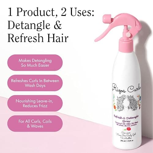 Rizos Curls Refresh & Detangle Spray – Detangling & Curl Leave-In with Coconut Oil – Nourishes, Hydrates & Controls Frizz for Every Curl Pattern – Adds Shine, 2a–4c Hair Types – Vegan & Cruelty-Free thumbnail 5