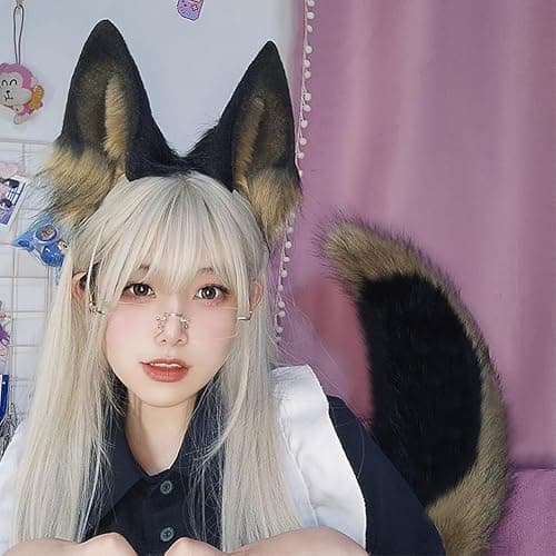 JUNBOON Cat Wolf Fox Tail Faux Fur Ear Headband Set Adult Halloween Xmas Fancy Party Cosplay Costume Gifts thumbnail 6