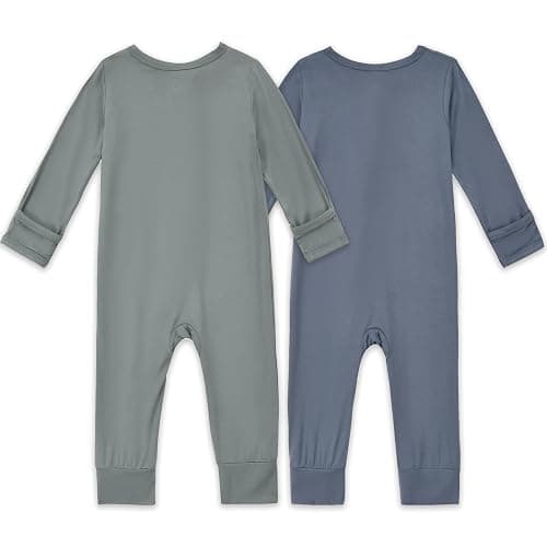 Aablexema Baby Footless Pajamas Zipper with Mitten, Rayon from Bamboo, Infant Long Sleeve Romper Pjs thumbnail 4