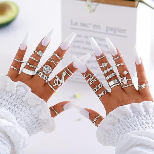 iF YOU 30 Pcs Gold Knuckle Rings Set for Women, Vintage Stackable Cute Finger Midi Rings, Fashion Simple Silver Rings Pack Jewelry for Women Gift thumbnail 5