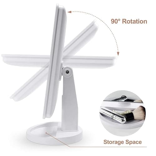 FASCINATE Makeup Vanity Mirror with Lights and Detachable 10X Magnification, 21 Led Lights Adjustable Dimming Touch Sensor, Dual Power Supply, 180° Rotation, Portable Cosmetic Mirror(White) thumbnail 7