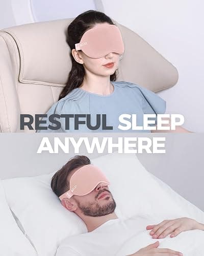 MZOO Luxury Pink Sleep Mask for Back and Side Sleeper, Completely Block Out Light Sleeping Eye Mask for Women Men, Zero Eye Pressure 3D Contoured Night Blindfold, Breathable & Soft Eye Shade Cover - P-pink thumbnail 7