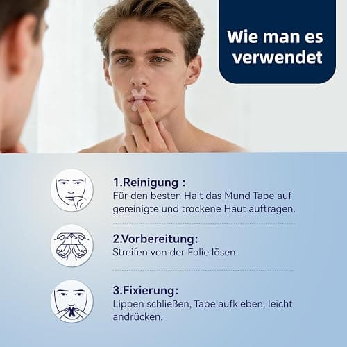 Mundpflaster Schlafen,120 Stück Mouth Tape for Sleeping, Anti Schnarch,Schnarchpflaster - gegen Schnarchen, Mundtapes zum schlafen,Mund Tape für weniger Schnarchen & besseren Schlaf durch Nasenatmung thumbnail 7