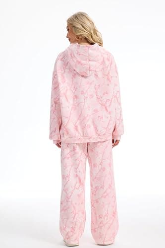 Eutten Womens 2 Piece Sweatsuits Fall Outfits Oversized Camo Hoodie Wide Leg Sweatpants Travel Lounge Matching Sweat Sets thumbnail 3