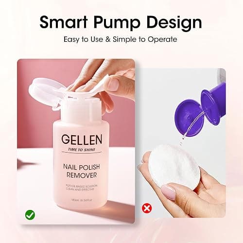 Gellen Nail Polish Remover, Non Acetone Nail Polish Remover for Regular Nail Polishes, Rose Scent Healthy, Easy Push-down Pump, 6.09 Fl Oz thumbnail 3