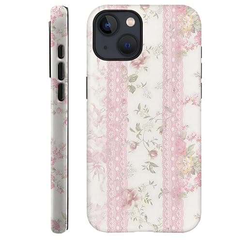 Case for iPhone 15,Fits Frosted Case Design for Girl Women,Floral with Lace Vintage - Image 1