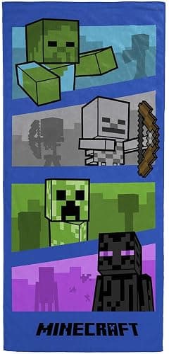 Jay Franco Minecraft Adventure is an Attitude Gamer es una toalla de baño/piscina/playa - Toalla de algodón súper suave y absorbente resistente a la decoloración, mide 28 x 58 pulgadas (producto - Image 1