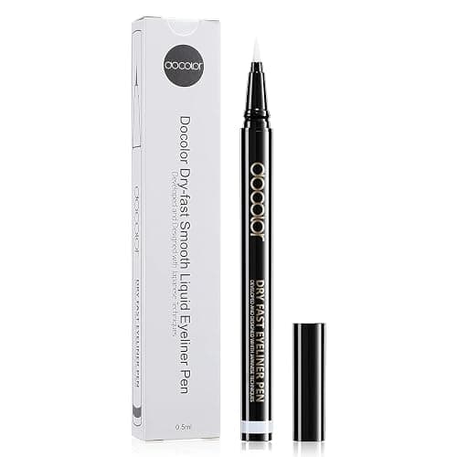 Docolor Waterproof Eyeliner Pen Super Slim Liquid Eyeliner Eye Liner Gel (White) - Black - Image 1