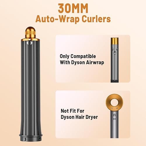 ZEPHBLOW 30MM Long Hair Curling Barrel Attachment Compatible with Dyson Airwrap HS01 HS05 HS08 Accessories, Automatic Curling Iron Curlers for Soft Inward Curls Voluminous Outward Waves thumbnail 2
