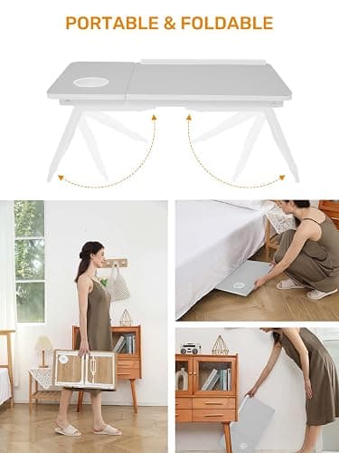 Lap Desk for Couch/Sofa/Floor, 5-Angle Adjustable Bed Desk with Foldable Legs &Cup Holder, Light Weight Bed Tray Table for Writing/Eating/Reading, Portable Laptop Stand for Adults, Kids thumbnail 4