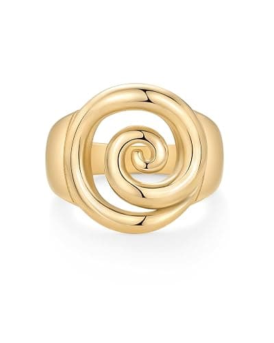 PAVOI 14K Gold Plated Chunky Swirl Rings for Women - Statement Spiral Ring - Waterproof Bold Swirl Bands - Image 1
