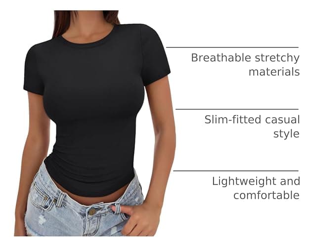 Trendy Queen Womens Basic T Shirts Summer Tops 2026 Crop Short Sleeve Slim Fit Tee Cute Gym Workout Clothes thumbnail 4
