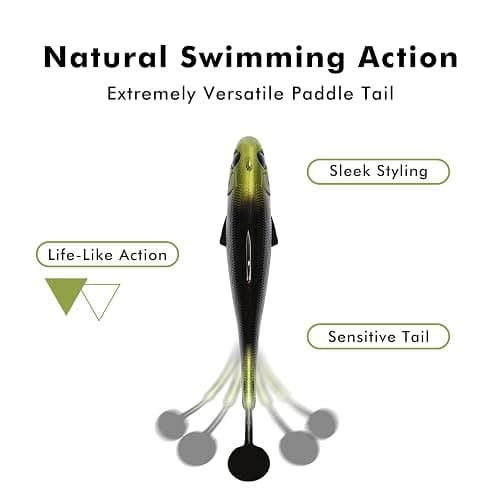TRUSCEND Easy Catch Pre-Rigged Soft Lures, Unique Vibrating Swim Action and Trembly Sinking Move for More Bites, Amazing Soft Swimbait for Family Fishing, Fishing Lures for Bass Trout Crappie Walleye thumbnail 5