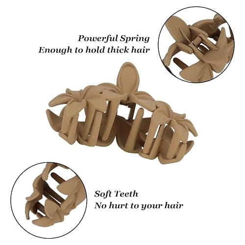 ANBALA 4PCS Hawaiian Plumeria Flower Hair Clips - Large Non-Slip Matte Claw Clips for Women, Strong Hold Beach Hair Accessories thumbnail 2