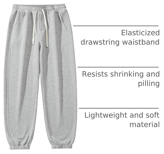 Wulasford Men's Lightweight Cotton Sweatpants with Pockets Drawstring Joggers Workout Pants for Lounge,Gym,Running thumbnail 4