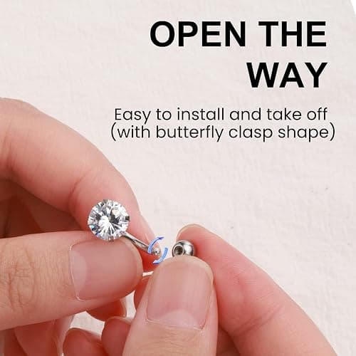 Wssxc 14G Hypoallergenic Surgical Steel Belly Button Ring Cubic Zirconia Belly Button Barbs Body Piercing Set 7Pcs thumbnail 3