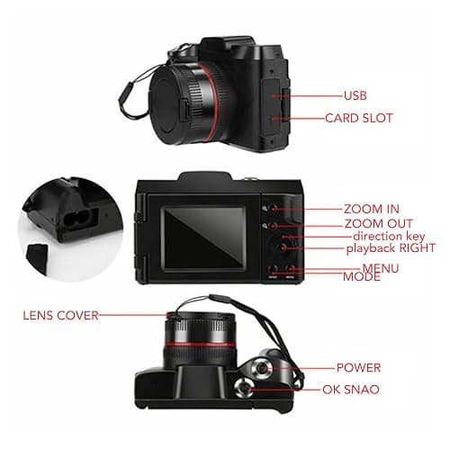 Protable Digital Video Camera Camcorder, 16MP 16X 1080P Digital Camera with 2.4 Inch 180 Degree Flip Screen, Anti Shake DV Camcorder for Students Teens Beginner thumbnail 4