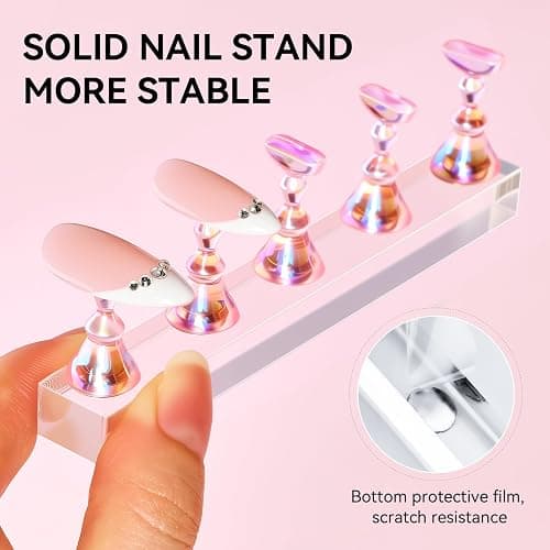 Makartt Acrylic Nail Stand - Magnetic Nail Holder for Painting Nails Gel Press on Nail Practice with 48PCS Reusable Adhesive Putty for Home DIY Salon Supplies thumbnail 4