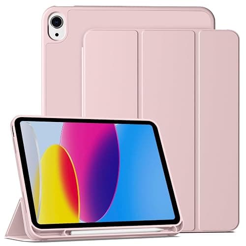 IAMKHO Case for iPad (A16) 11th Generation 11 Inch 2025, iPad 10th Generation 10.9 inch 2022 with Pencil Holder, Auto Wake/Sleep, Support Touch ID, Slim Trifold Stand Protective Cover (Light Pink) - Image 1