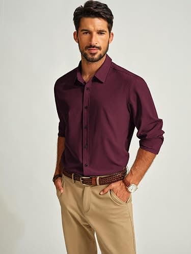 PJ PAUL JONES Mens Long Sleeve Button Down Shirts Wrinkle Free Stretch Untucked Dress Shirts Business Casual Shirt thumbnail 4
