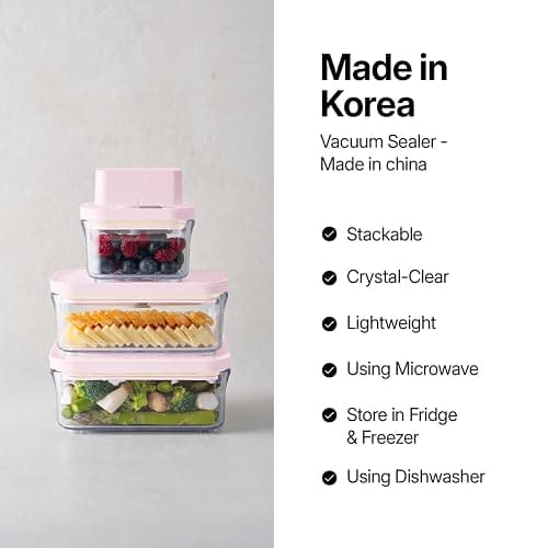 VAKUEN Premium Airtight Food Storage Containers ROSE Pink Lid, 1.0L(1.06qt) x2pcs Container. Patented Double Silicone Lining, 100% Leak Proof, BPA-FREE thumbnail 3