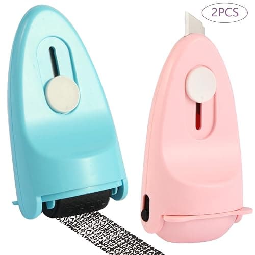 Siesoe Identity Theft Protection Roller Stamp - Guard Your ID & Confidential Security Privacy Info with Black Ink Roller, Sliding Cover, Built-in Box Cutter, Address Blocker Defender for Mail (PK&BU) - Image 1
