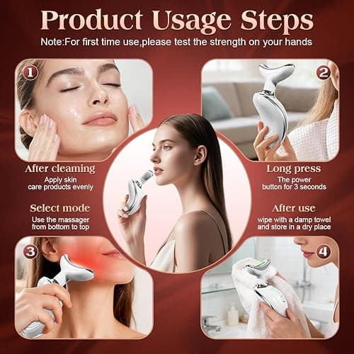 Face and Neck Massager Tool with Heat & 3 Light Therapies, Smart Vibration, Red-Light-Therapy and EMS Modes, Gua Sha Facial Tools for Face and Neck Skin Care and TMJ Relief (White) thumbnail 2