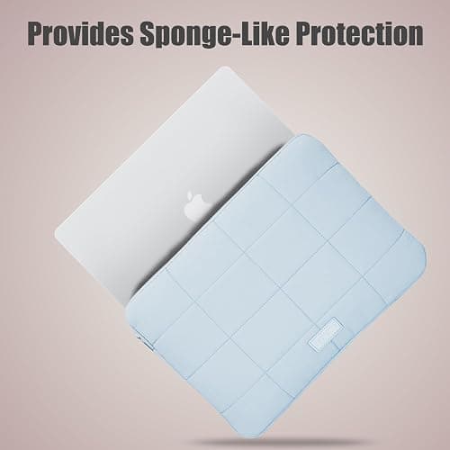 Linpr Puffy Laptop Sleeve 15-16 Inch Matte Blue, Waterproof Carrying Case Bag for Women, Fluffy Computer 15.6 HP Case, Compatible with MacBook Pro 16 Inch, MacBook Air M2 M1, Asus/Dell XPS/Lenovo thumbnail 2