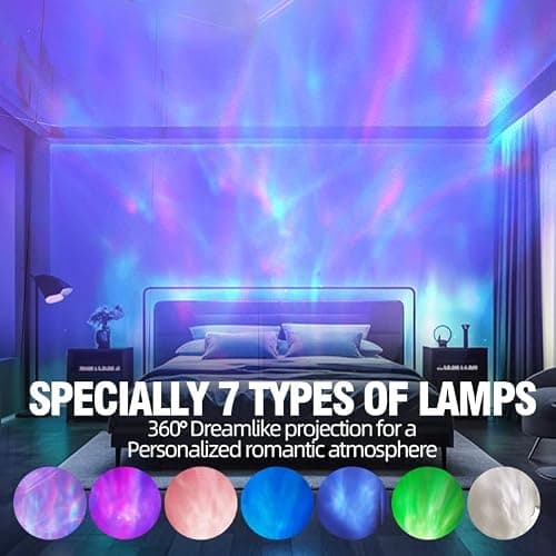 Northern Lights Projector, Night Light Projector for Bedroom Built-in Bluetooth Speaker, White Noise, Shell Night Light for Room Decor/Gift for Kids/Christmas/Music/Relaxation/Birthday (Blue) thumbnail 2