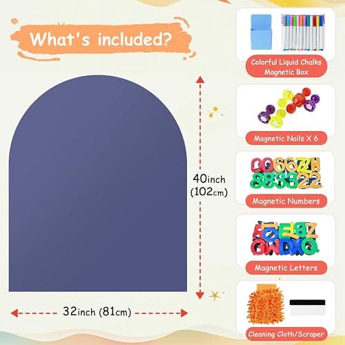 OMKSIH Arch Magnetic Wall Decal for Kids 40x32 Inches Magnetic Chalk Board Sticker Magnet Chalkboard for Wall Peel and Stick Self Adhesive Blackboard Multifunctional for Playroom Home Office School thumbnail 2