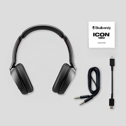 Skullcandy Icon 180 Wireless On-Ear Bluetooth Headphones, Up to 50 Hours Battery, Lightweight and Travel Ready, Secure Fit, Sweat and Water Resistant, Microphone iPhone Android - True Black thumbnail 9