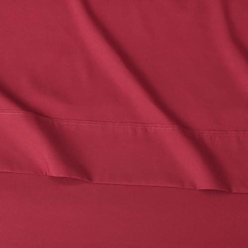 Amazon Basics Lightweight Super Soft Easy Care Microfiber 4 Piece Bed Sheet Set with 14-Inch Deep Pockets, Comfortable Queen, Burgundy, Solid thumbnail 4
