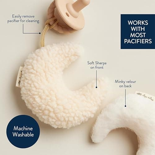 Itzy Ritzy Pacifier and Lovey Set; Detachable Plush Moon and Coordinating Toast Silicone Pacifier; Ideal for Ages 0 Months and Up, Moon - Moon - 1 Count (Pack of 1) - Pacifier & Lovey Set thumbnail 2