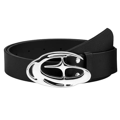 Grevosea Y2k Belt, Goth Double Grommet Belt Faux Leather Punk Rock Belts for Men and Women, Y2k Fashion Accessories Bling Leather Belts With Cross and Diamond for Jeans - Image 1