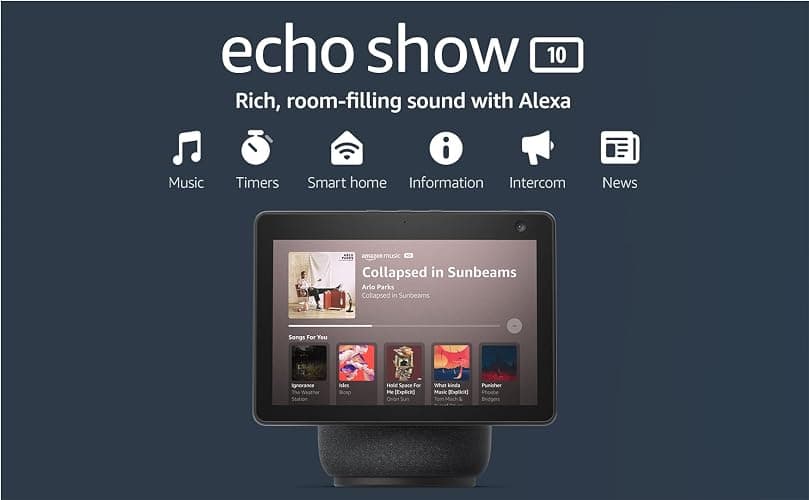 Amazon Echo Show 10 (newest model), HD smart display with premium sound, motion and Alexa, Charcoal - Charcoal - Device Only thumbnail 11