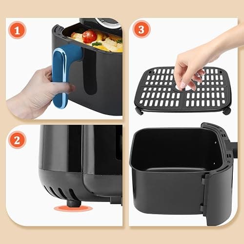 Aigostar Odin - Friggitrice ad Aria, 8-in-1 Menu, Friggitrice Senza Olio da 1400W, 4.2L, Touch Screen LED, Slot Raccogli Cavo, Senza BPA, Cestino Antiaderente Rimovibile, Nero thumbnail 8