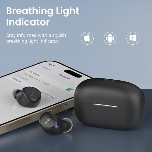 TOZO A1 Wireless Earbuds Bluetooth 5.3 Light Weight in Ear IPX5 Waterproof Headphones 2 Mic for AI Calls, Immersive Premium Sound Bass Headset with Charging Case, 32 Presets EQ Customization via App thumbnail 4