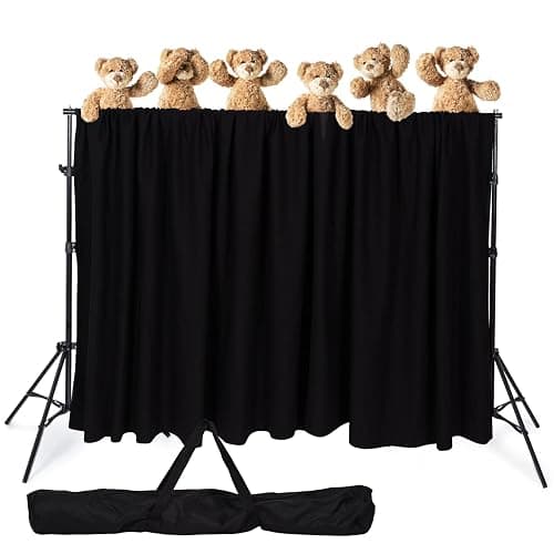 Niyanghome Classroom Puppet Stage, Puppet Show Theater with 2 Tripods, Cross Bar, Curtain and Carrying Bag, Portable Stage Suitable for School, Churches, and Family Shows - Image 1