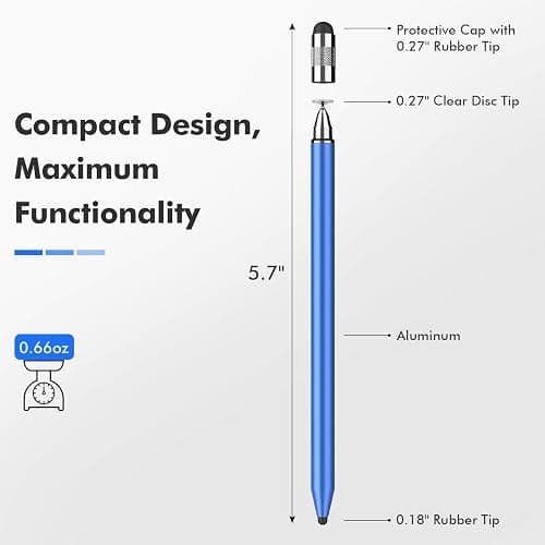 MEKO 3 in 1 Stylus Pens for Touch Screens, High Sensitivity & Precision Capacitive Stylus Pencil for Apple iPad iPhone Tablets Samsung Galaxy All Universal Touchscreen Devices (2 Pack-Black/Blue) thumbnail 3